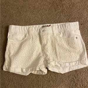 Women's Stradivarius White Lace-Front Cotton Shorts, size 36